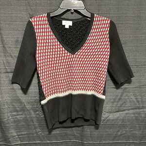 Per Se By Carlisle Silk Blend V-Neck Short Sleeve Sweater Size Small‎ / box 27-5